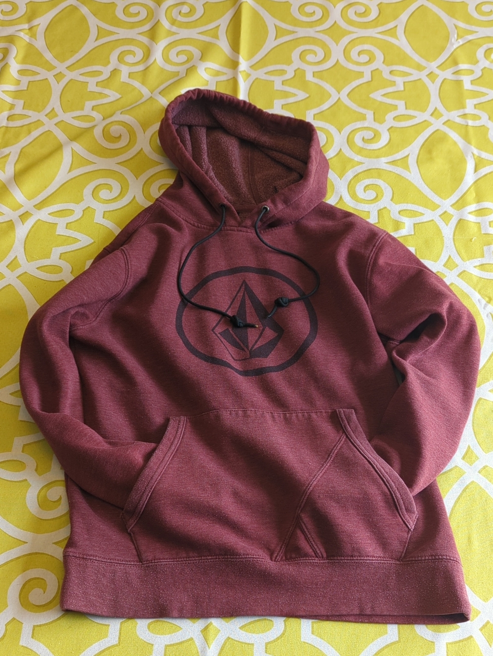 Volcom Men's Burgundy Hooded Sweatshirt with Black Logo